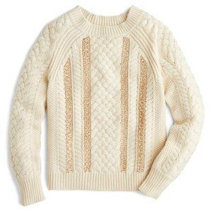 NWT J Crew Sequin Cable Knit Sweater Size XS Wool